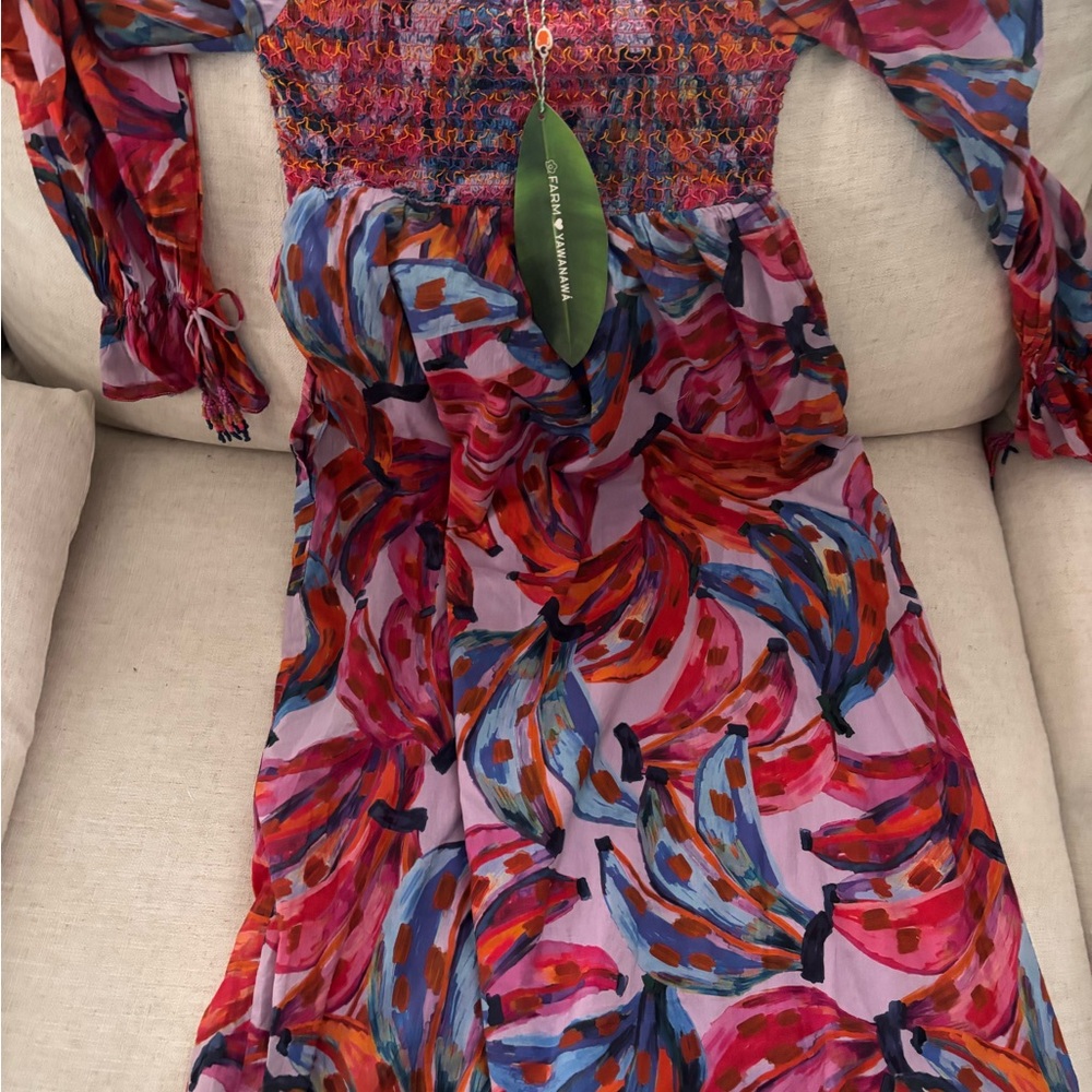 FARM Rio Vibrant Pink and Red Long Sleeve Dress-new - Picture 5 of 7